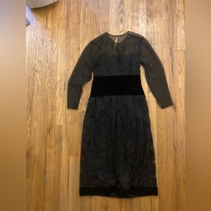 Vintage Bill Blass Collection 80s Sheer Velvet Lace Formal Evening Gown Size 8